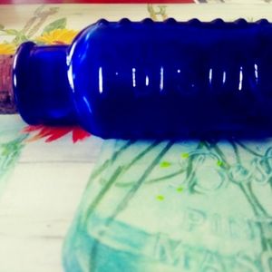 Antique blue glass bottle